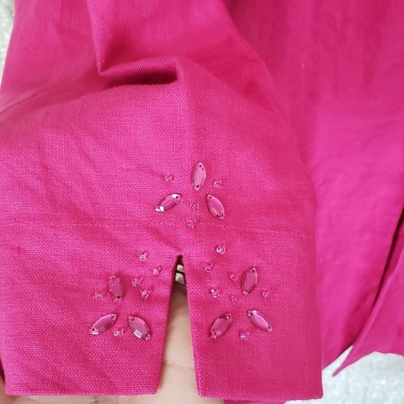 tabi xxl pink linen light summer coat - Picture 4 of 7